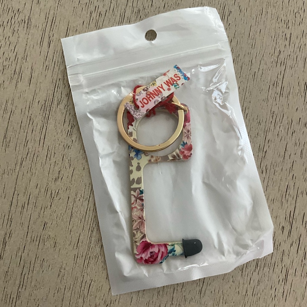 Johnny Was Multicolor Floral Keychain Tool